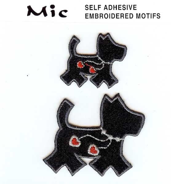 2 Self Adhesive Embroidered Dog Motifs