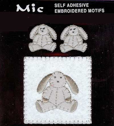 3 Self Adhesive Embroidered Bunny Motifs