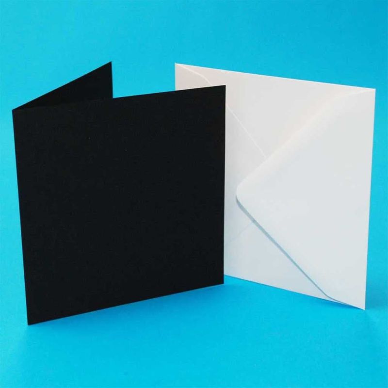 5 Black Blank Cards & Envelopes for Paper Crafting & Cardmaking