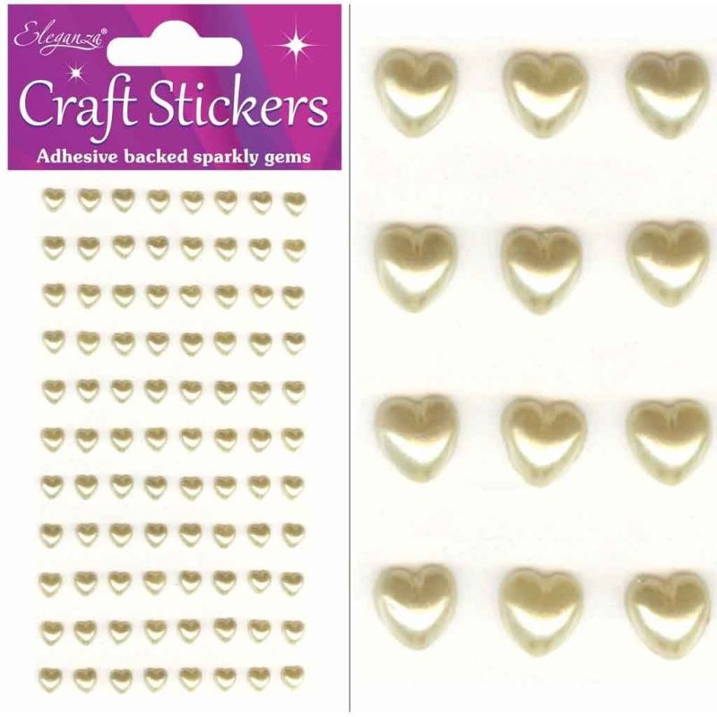 6mm Pearl Hearts Self Adhesive Gemstones for Paper Craft & Card Making