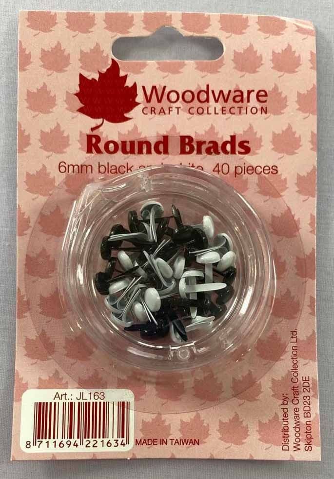 6mm Round Solid Coloured Craft Brads for Paper Crafts