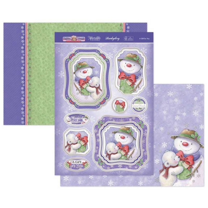 A Gift For You Snowman & Teddy Bear Luxury Paper Craft Die Cut Topper Set