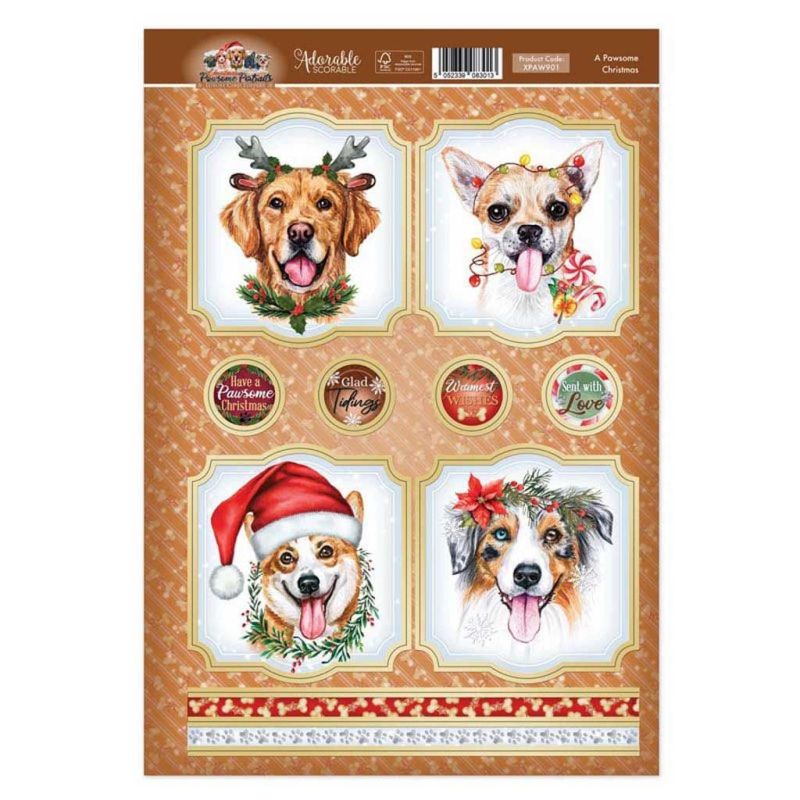 A Pawsome Christmas Pawsome Portraits Dog Die Cut Topper Craft Sheet