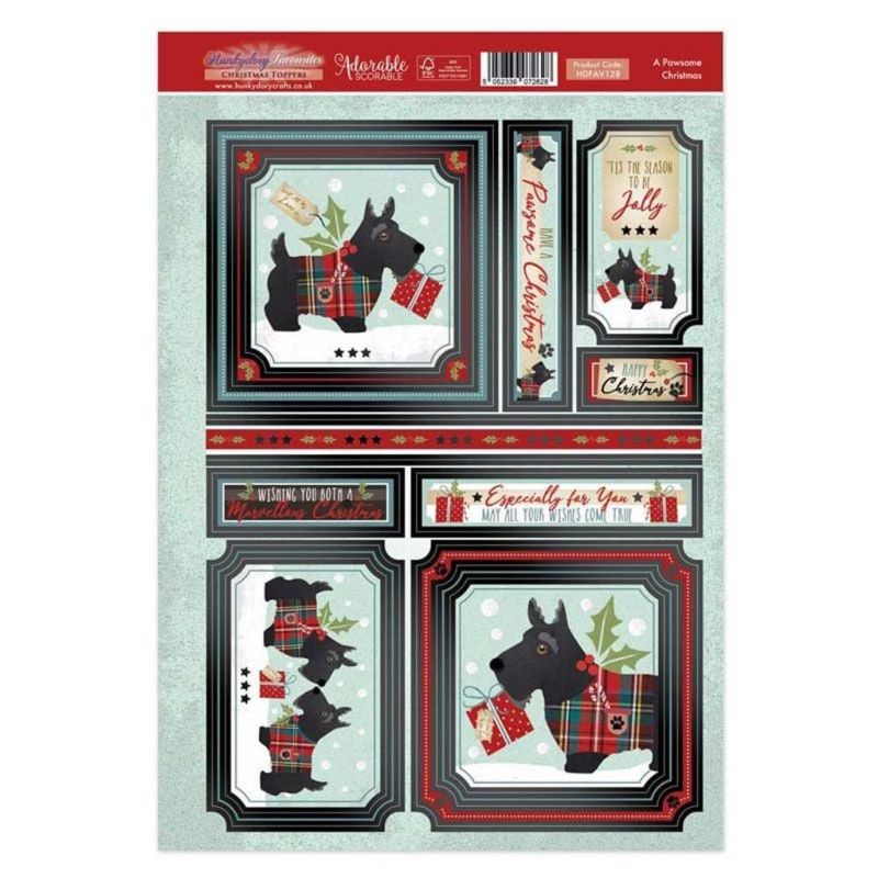 A Pawsome Christmas Scottie Dog Die Cut Paper Craft Topper Sheet