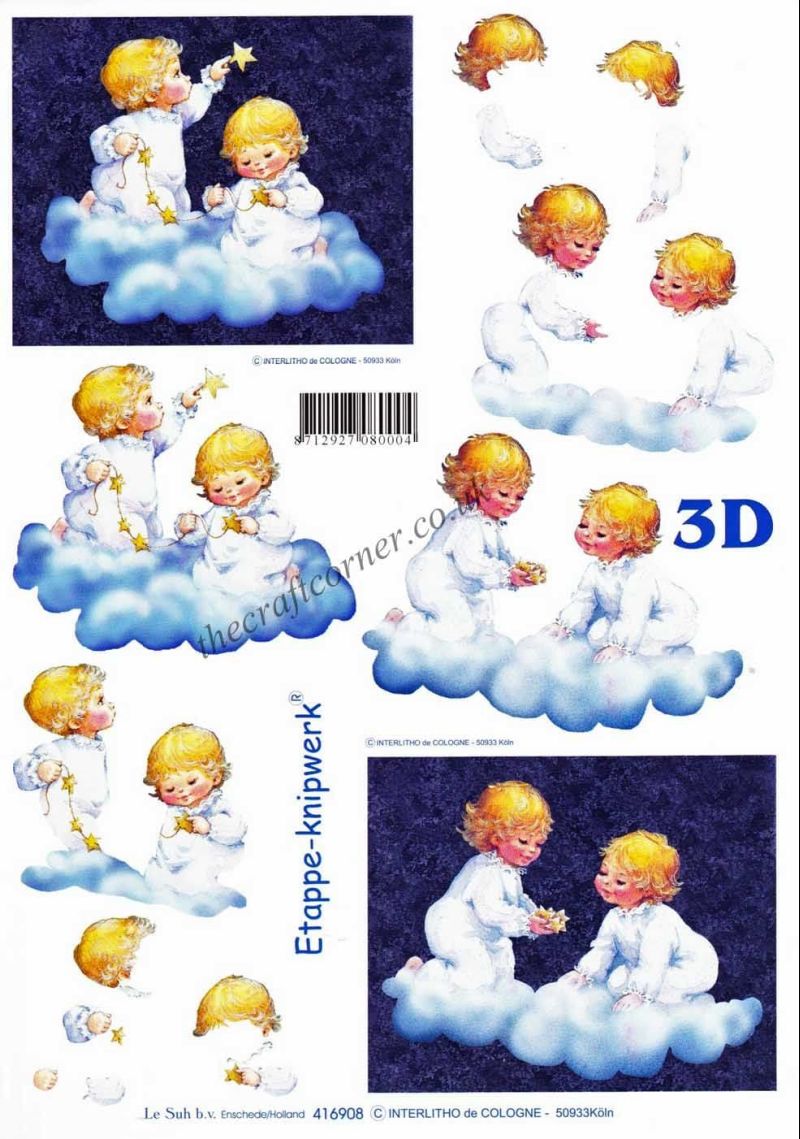 Adorable Children Playing With Stars Designs 3d Decoupage Sheet