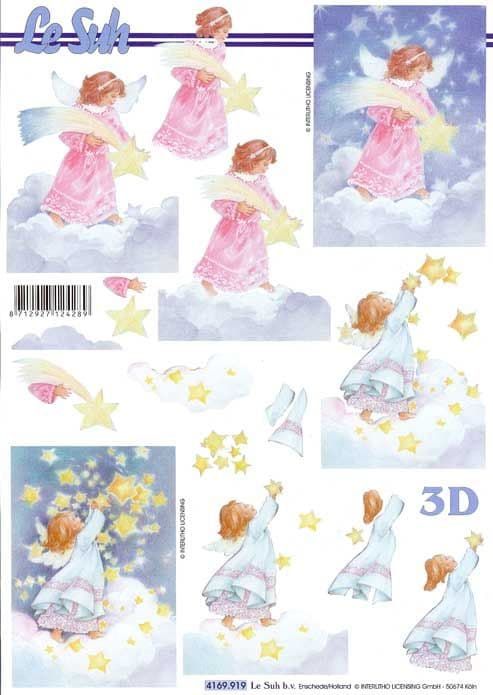 Angel Catching A Star Designs 3d Decoupage Sheet