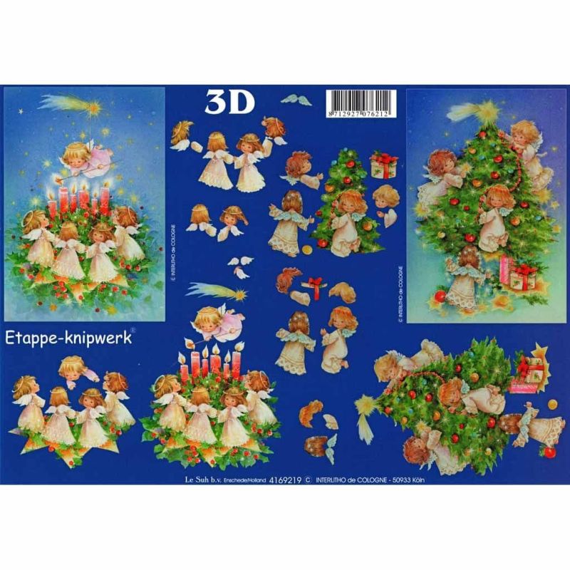 Angels Gathered Around The Christmas Tree Designs 3d Decoupage Sheet