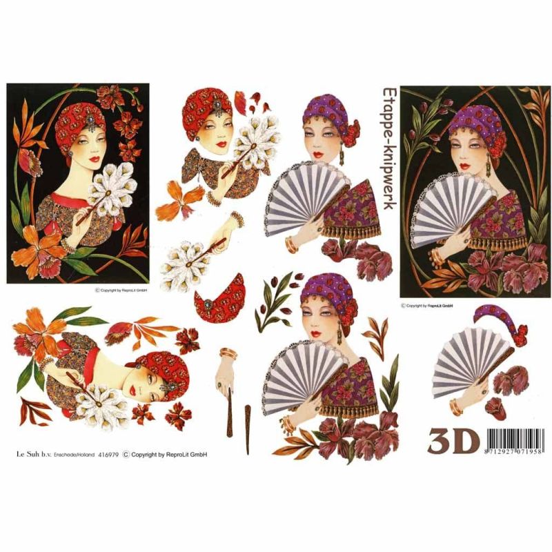 Art Deco Lady 3d Decoupage Paper Craft Sheet