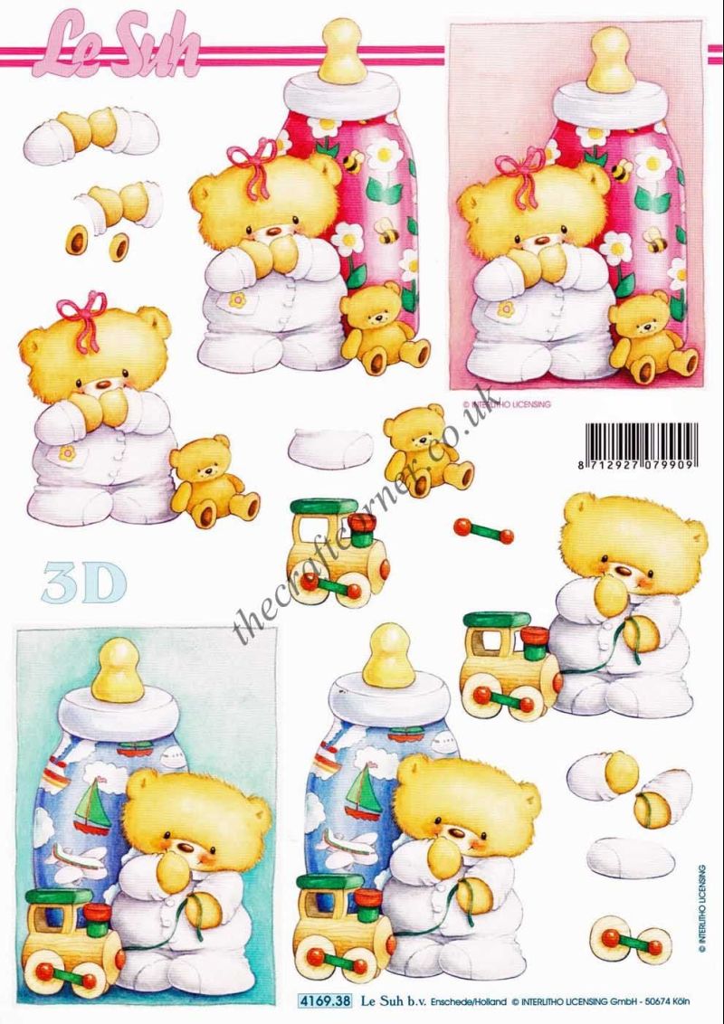 Baby Bottles New Baby 3d Decoupage Craft Sheet