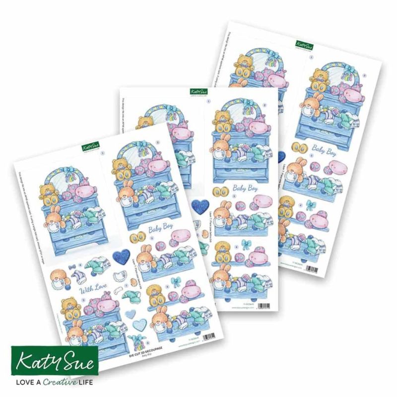 Baby Boy Die Cut 3d Decoupage Craft Sheets by Katy Sue