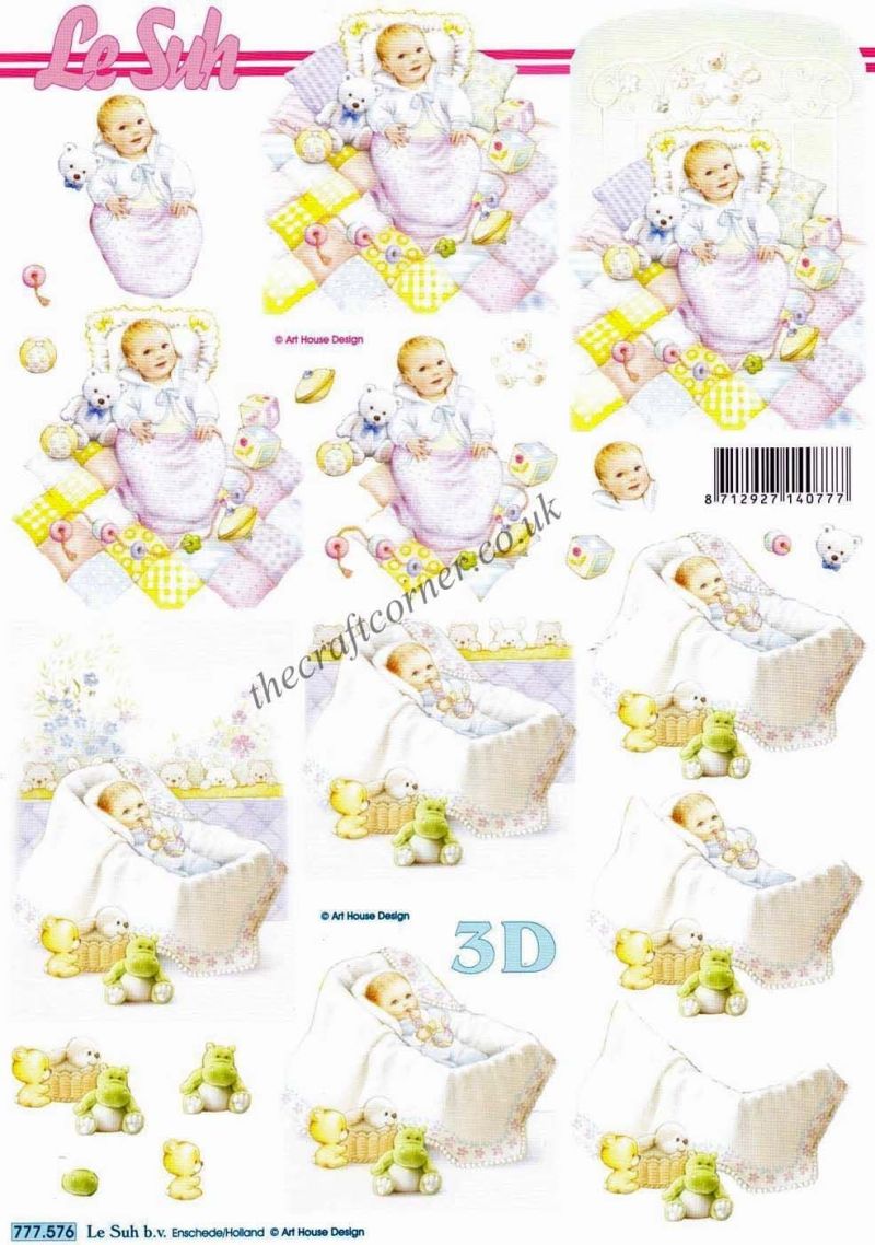 Baby Boy & Girl With Toys 3d Decoupage Sheet