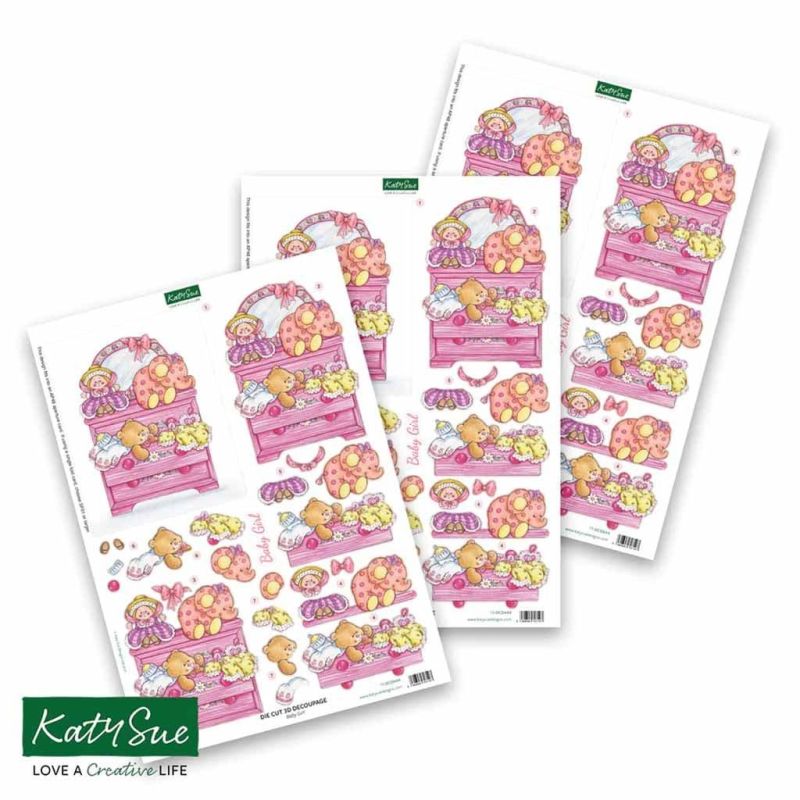 Baby Girl Die Cut 3d Decoupage Craft Sheets by Katy Sue