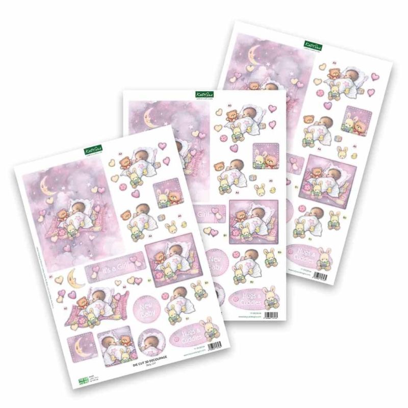 Baby Girl With Moon Die Cut 3d Decoupage Craft Sheets by Katy Sue