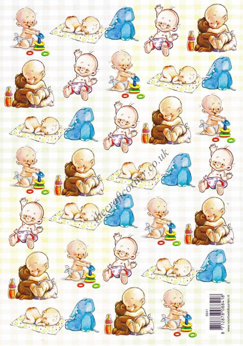 Baby With Toys Designs 3d Decoupage Sheet