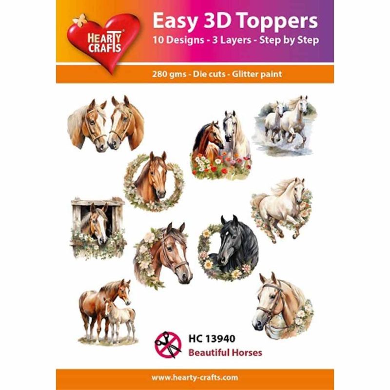 Beautiful Horses Easy 3D  Craft Toppers for Paper Card Making