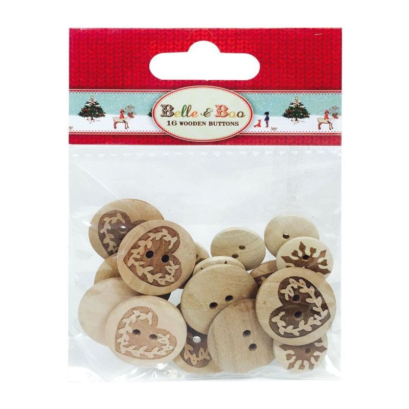 Belle & Boo 16 Wooden Buttons for Paper Crafting