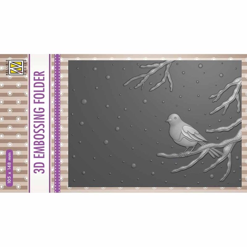 Bird On A  Branch 3d Embossing Folder For Paper Crafts