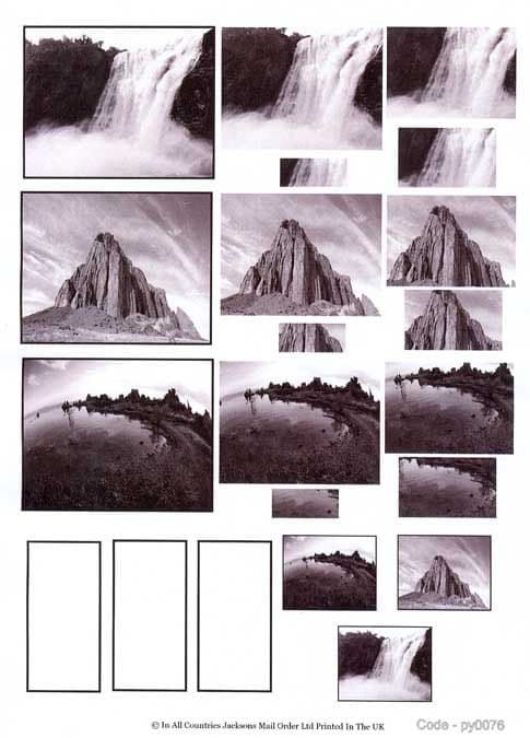 Black & White Nature Scenes Pyramid 3D Decoupage Sheet