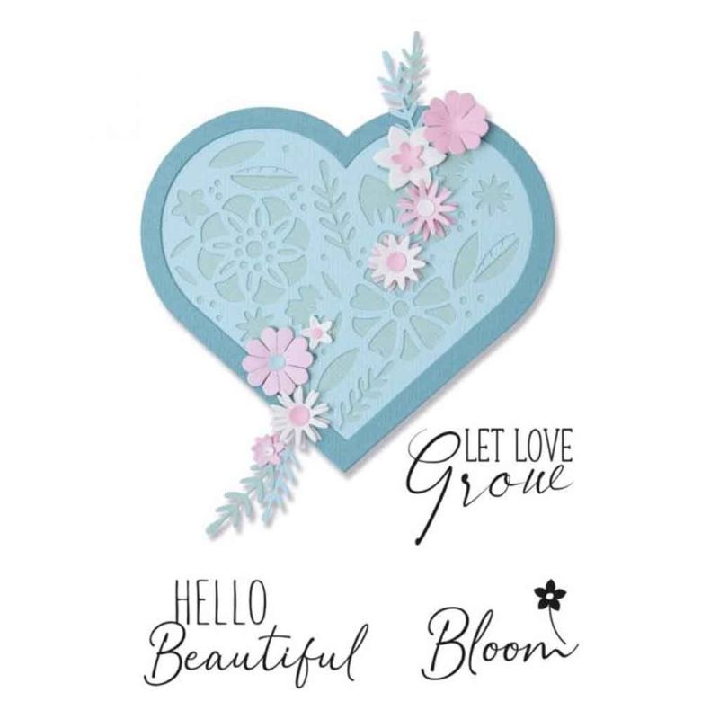 Blooming Heart Framelits Craft Die & Clear Rubber Stamp Set