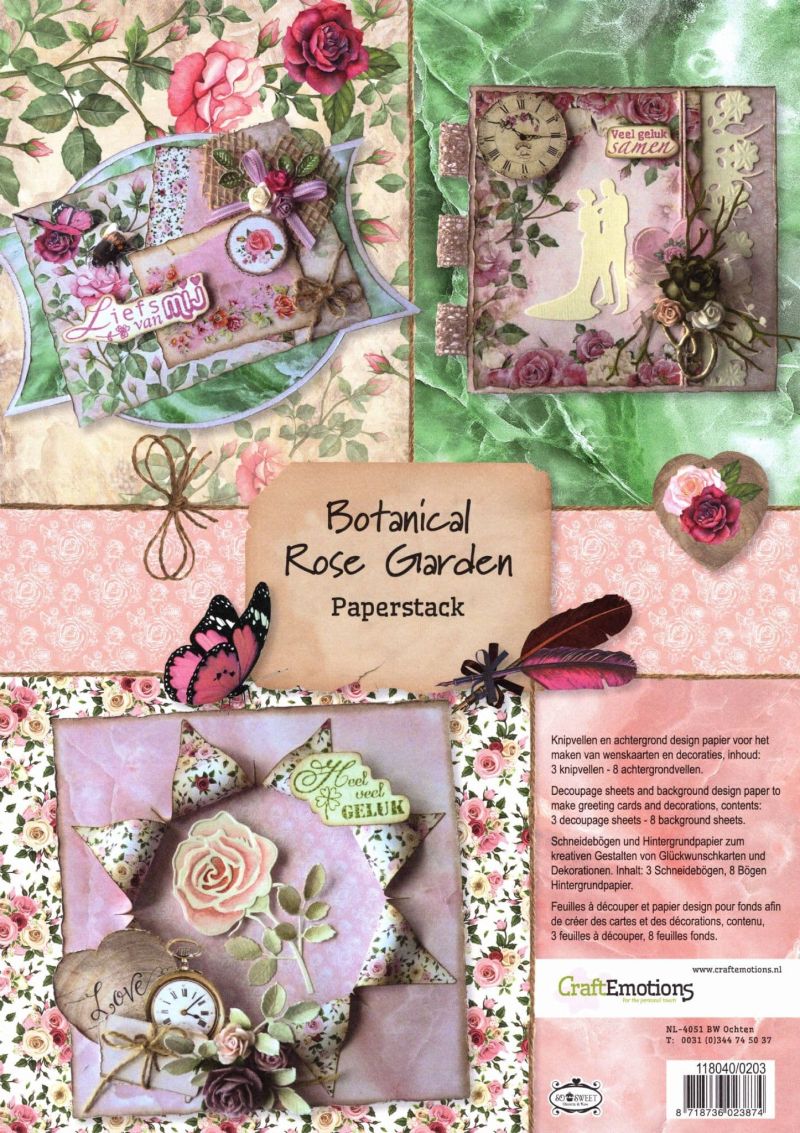 Botanical Rose Garden Papertack by CraftEmotions - Cutting Required.