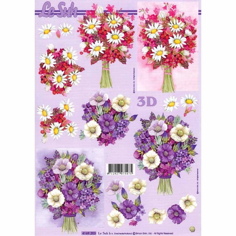 Bouquet of Flowers 3d Decoupage Paper Craft Sheet