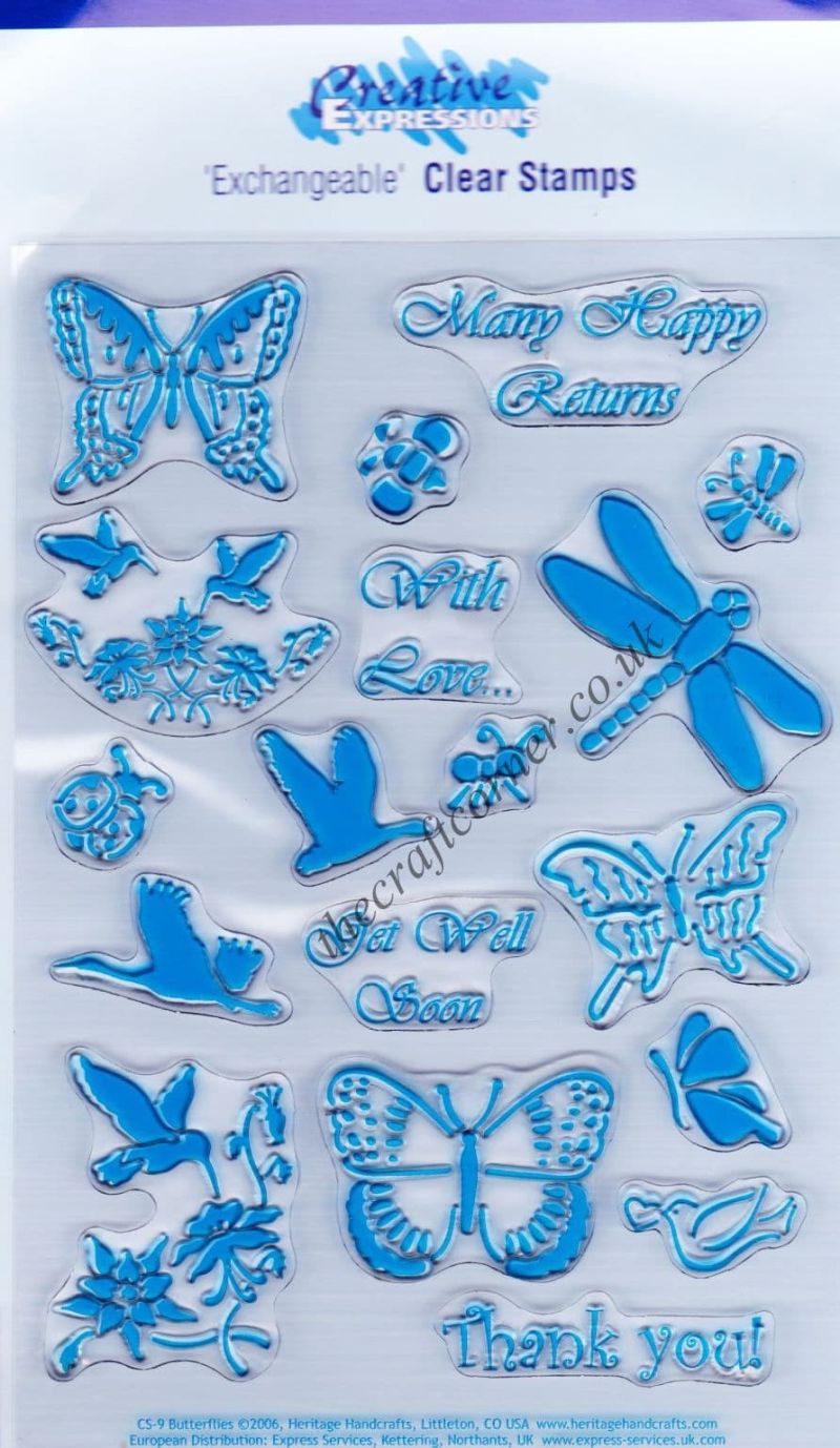 Butterfly & Insects 18 Clear Unmounted Rubber Craft Stamps