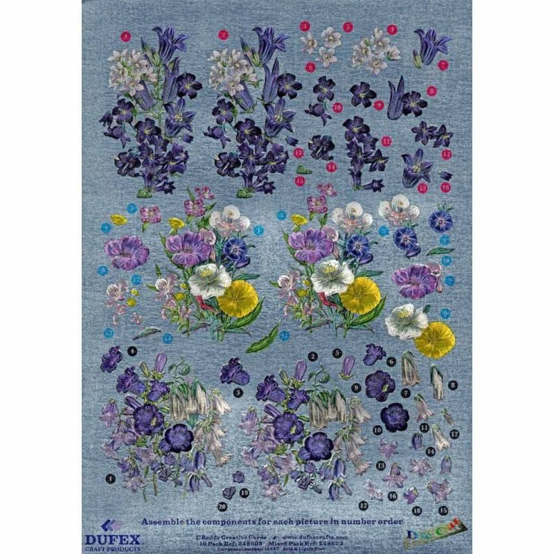 Campanula Flowers 3d Decoupage Sheet From Dufex - Cutting Required