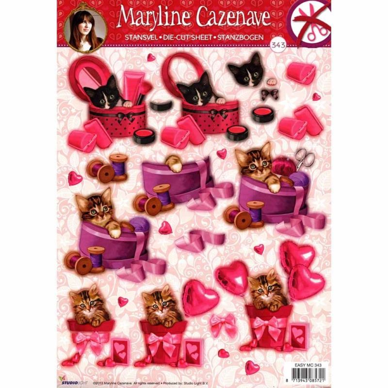 Cats In Boxes Die Cut 3d Decoupage Paper Craft Sheet