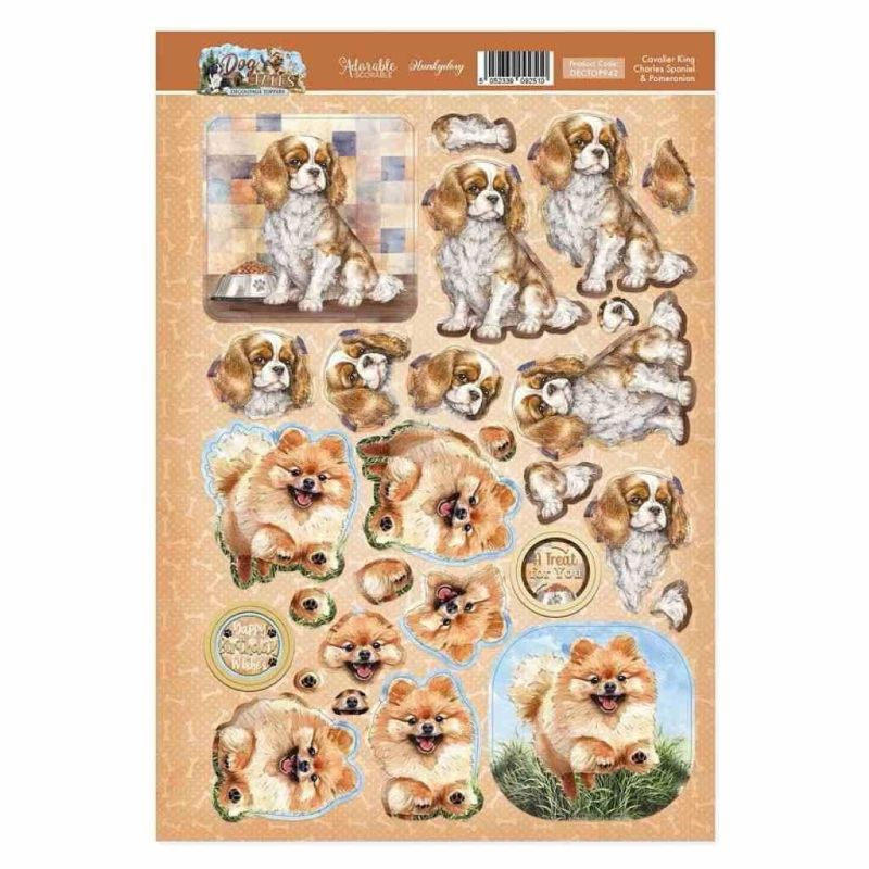 Cavalier King Charles Spaniel & Pomeranian Dog Tales Die Cut 3d Craft Decoupage