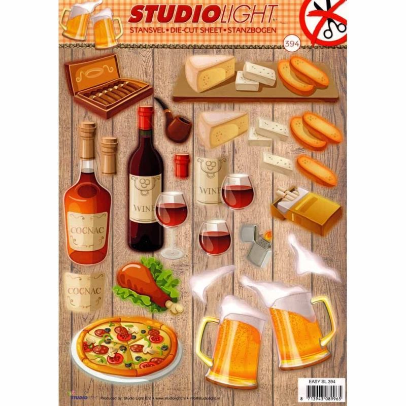 Cheese Board & Wine Die Cut 3d Decoupage Craft Paper