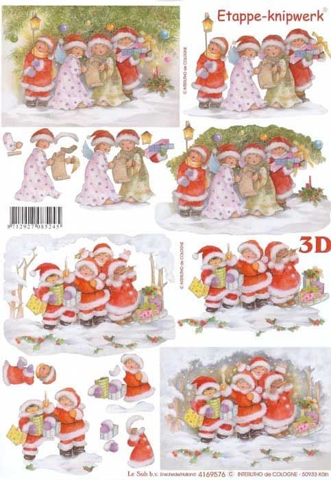 Children Carol Singing Christmas Designs 3d Decoupage Sheet