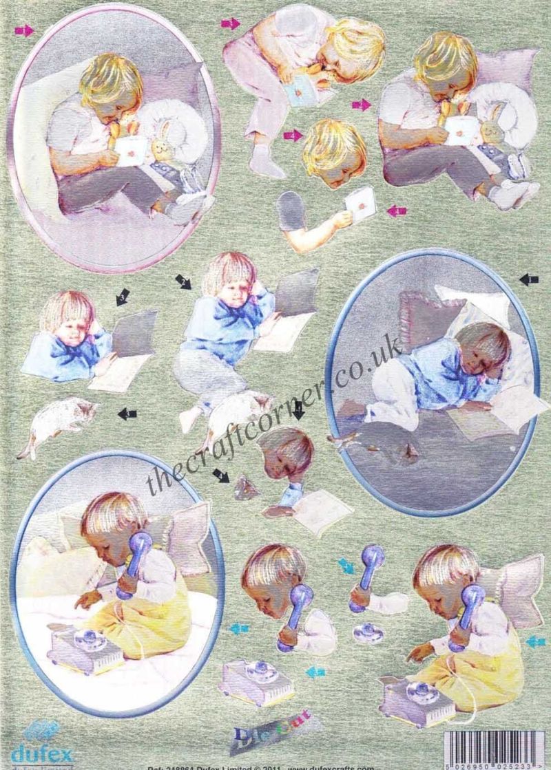 Children Playing 3d Die Cut Decoupage Sheet From Dufex