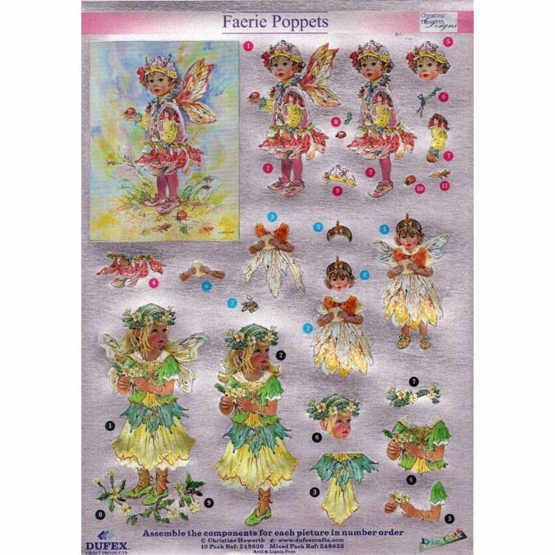 Christine Haworth's Faerie Poppets Die Cut Dufex 3d Decoupage Sheet