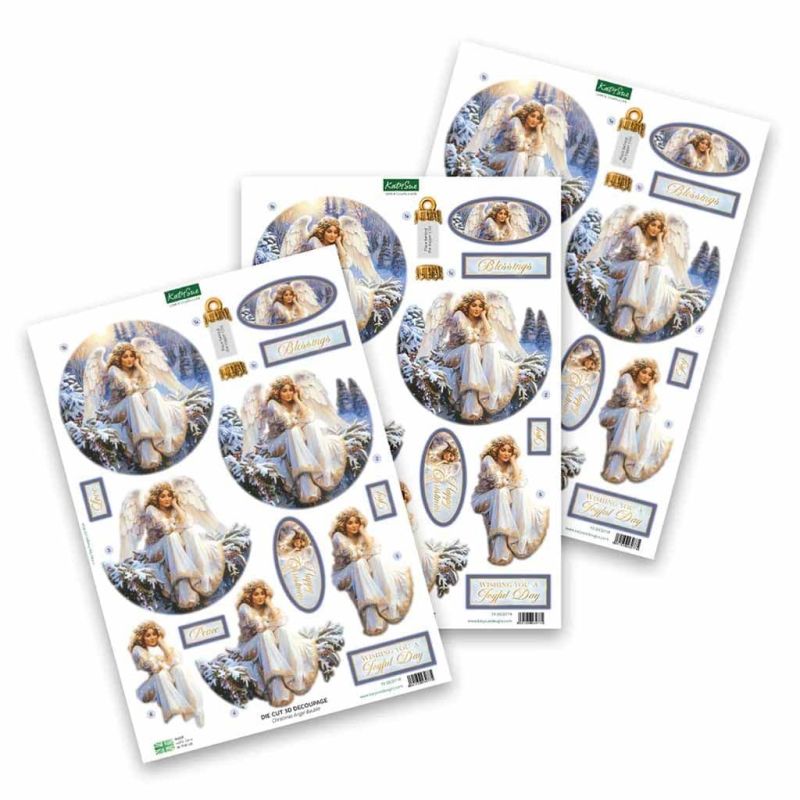 Christmas Angel Bauble 3pk Die Cut 3d Decoupage Craft Sheets by Katy Sue