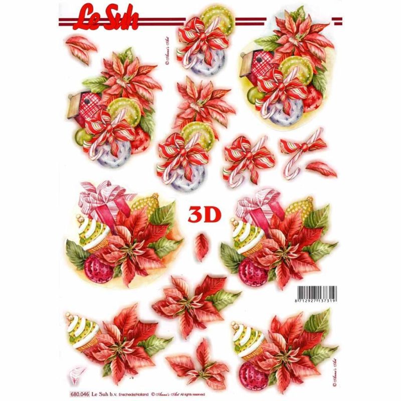 Christmas Baubles & Cup Cake Die Cut 3d Decoupage Sheet - NO CUTTING