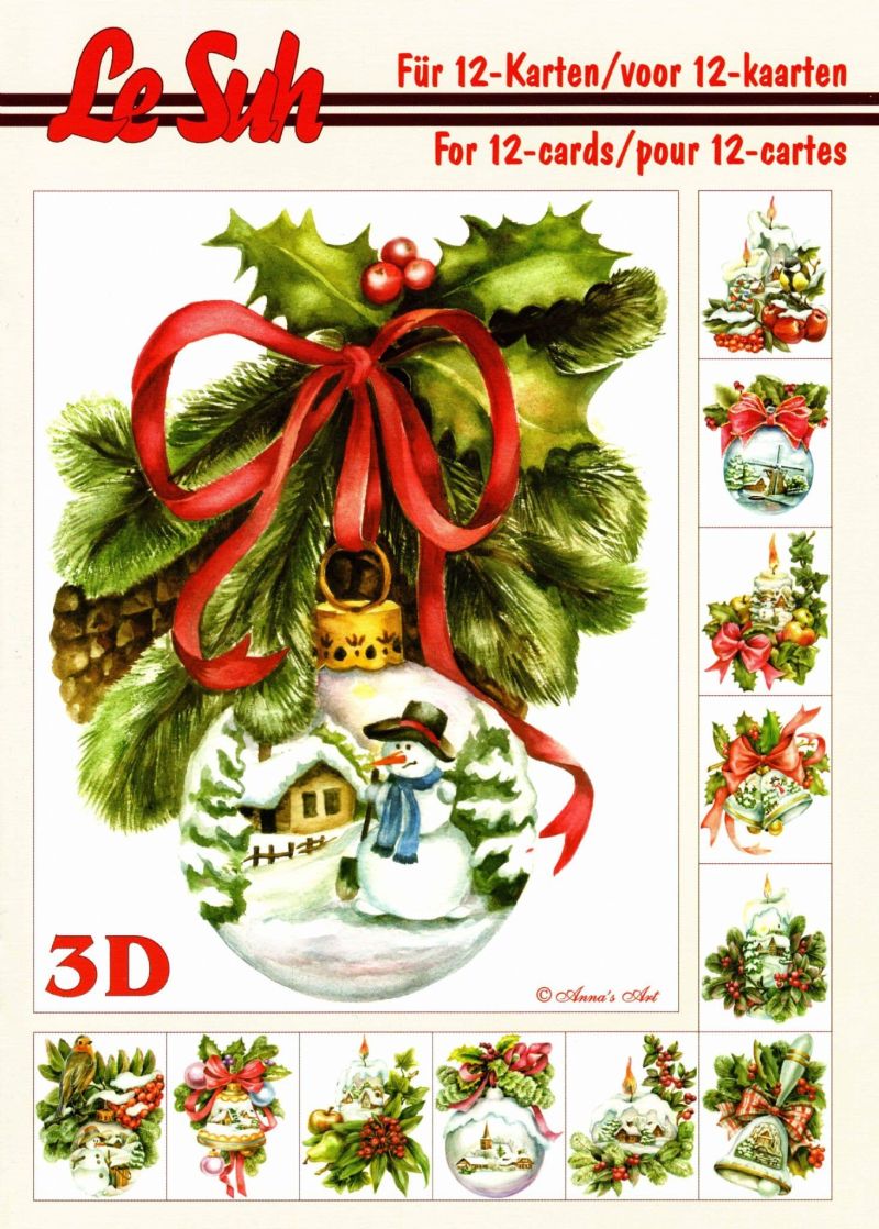 Christmas Baubles & Decorations A5 3D Decoupage Book from Le Suh - Cutting Required