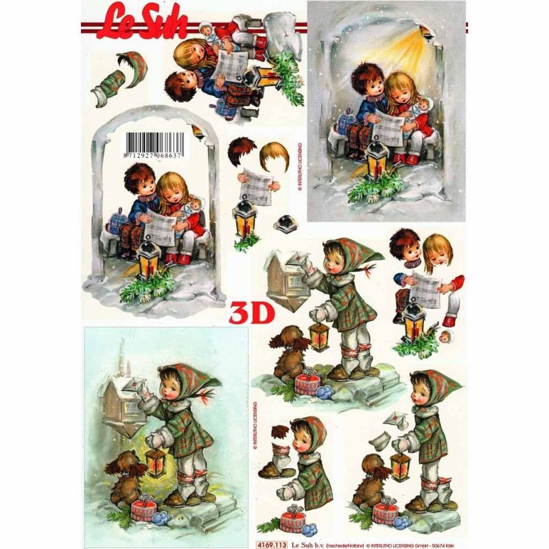 Christmas Children Designs 3d Decoupage Paper Craft Sheet