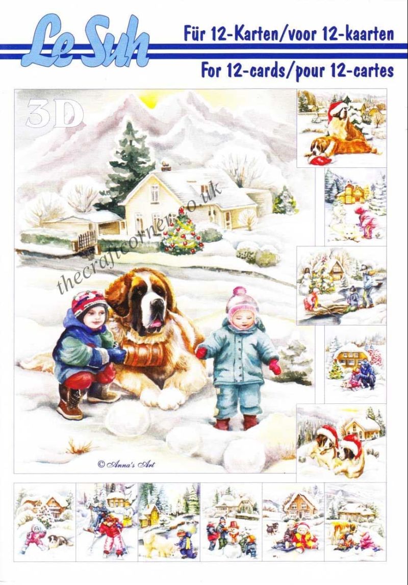 Christmas Children & Dogs A5 3D Decoupage Book from Le Suh