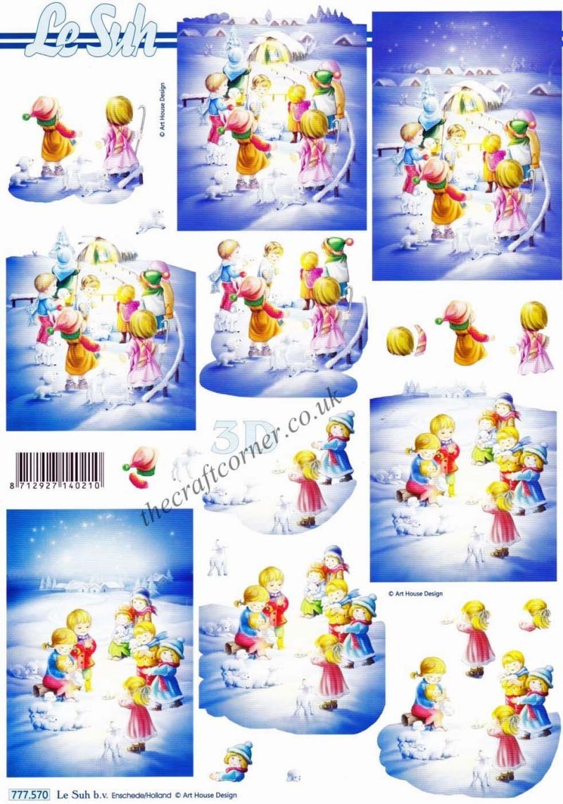 Christmas Children Dressed As Shepherds 3d Decoupage Sheet