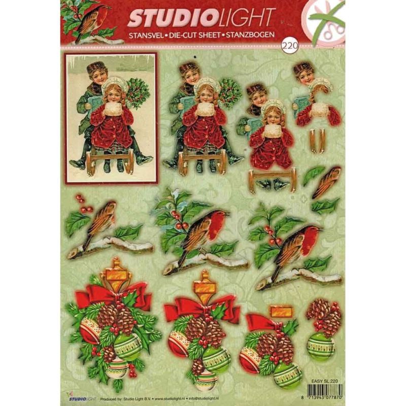 Christmas Children & Robin Die Cut 3d Decoupage Craft Paper