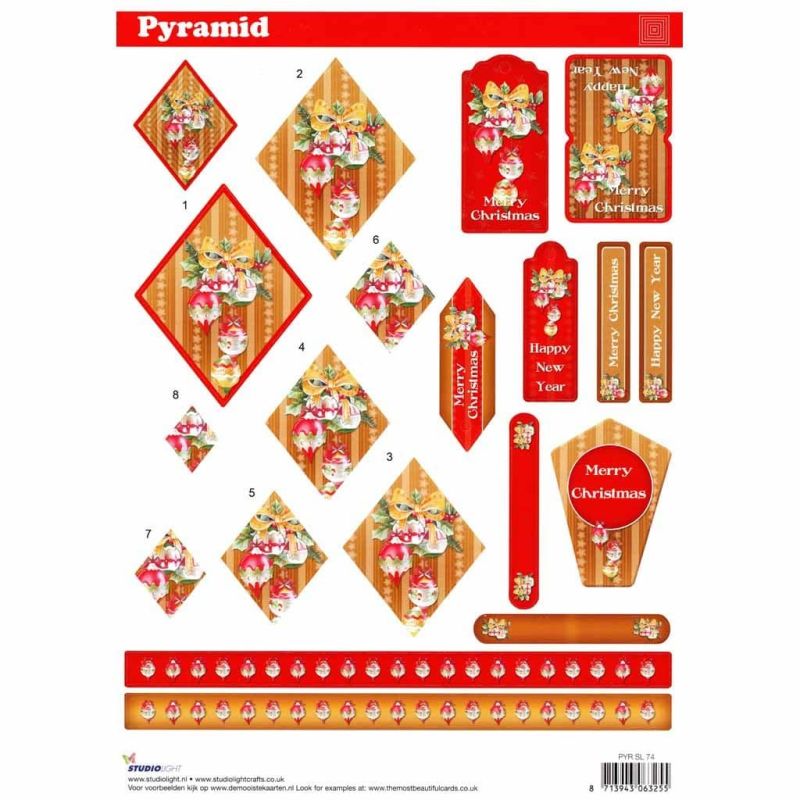 Christmas Decorations Pyramid Die Cut 3d Decoupage Sheet