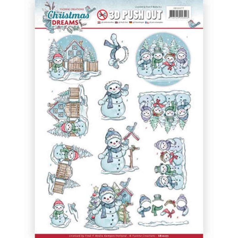 Christmas Dreams Snowmen - Yvonne Creations 3D decoupage Die Cut Sheet