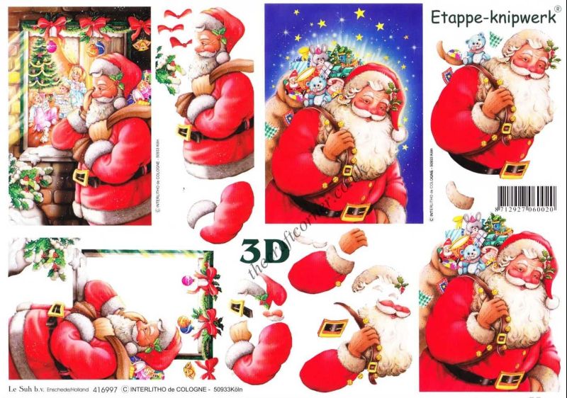 Christmas Eve Santa 3d Decoupage Craft Sheet by Le Suh