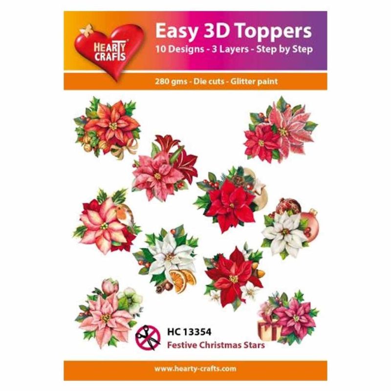 Christmas Flowers Easy 3D  Craft Toppers for Paper Card Making