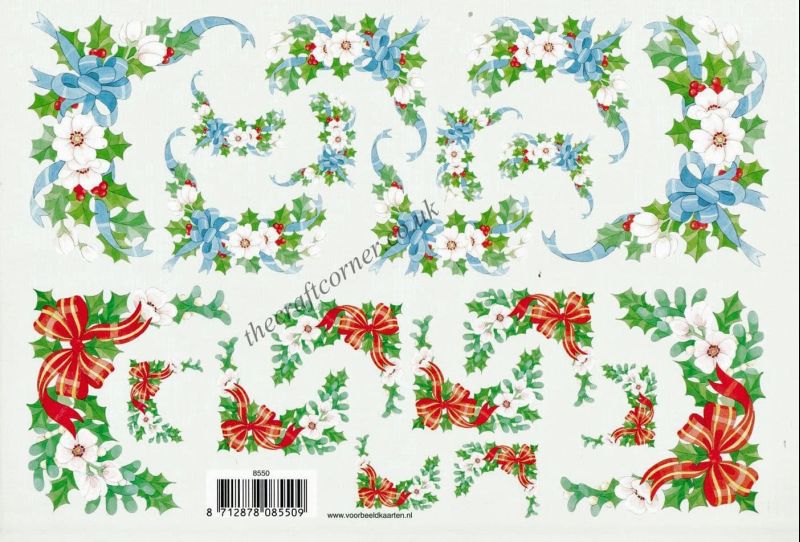 Christmas Garlands Designs 3d Decoupage Sheet