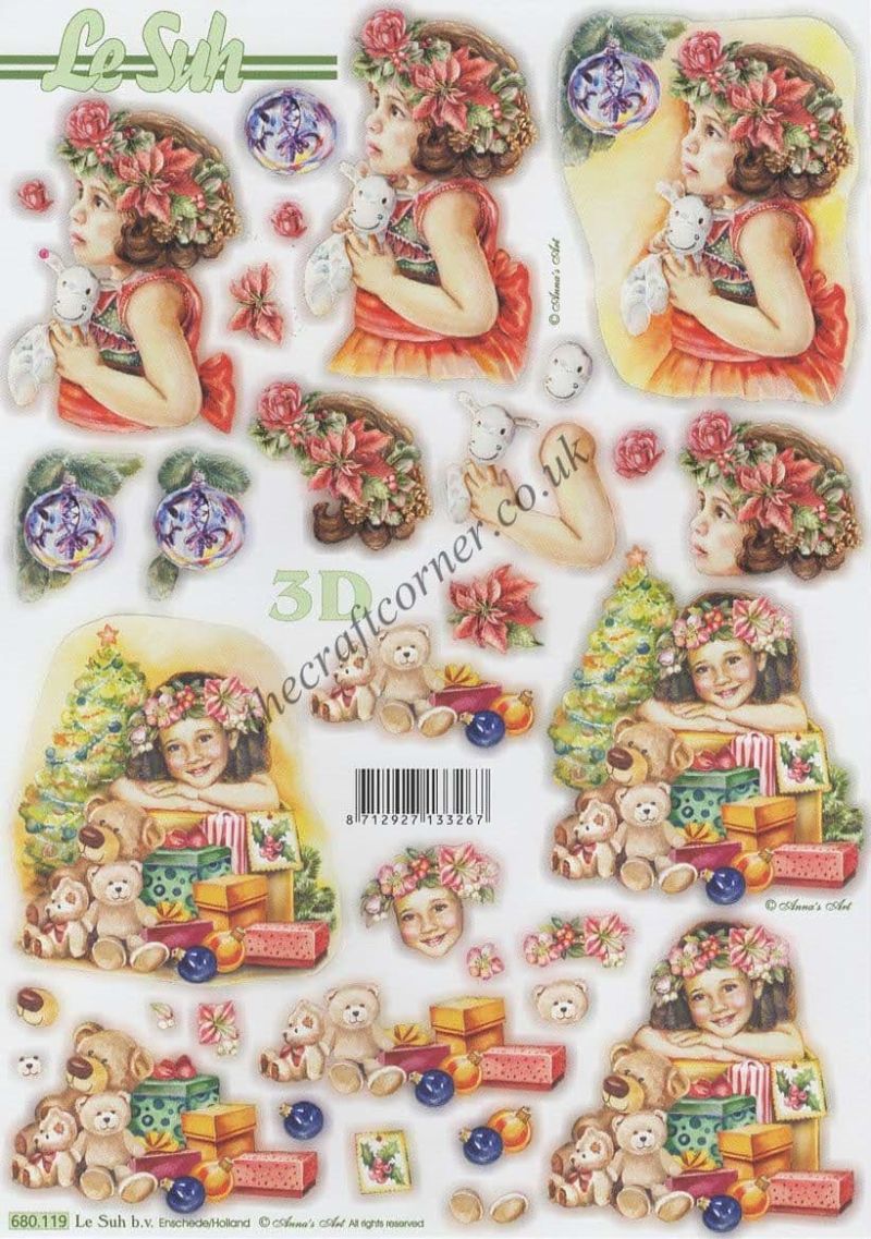 Christmas Girl With Toys Die Cut 3d Decoupage Sheet