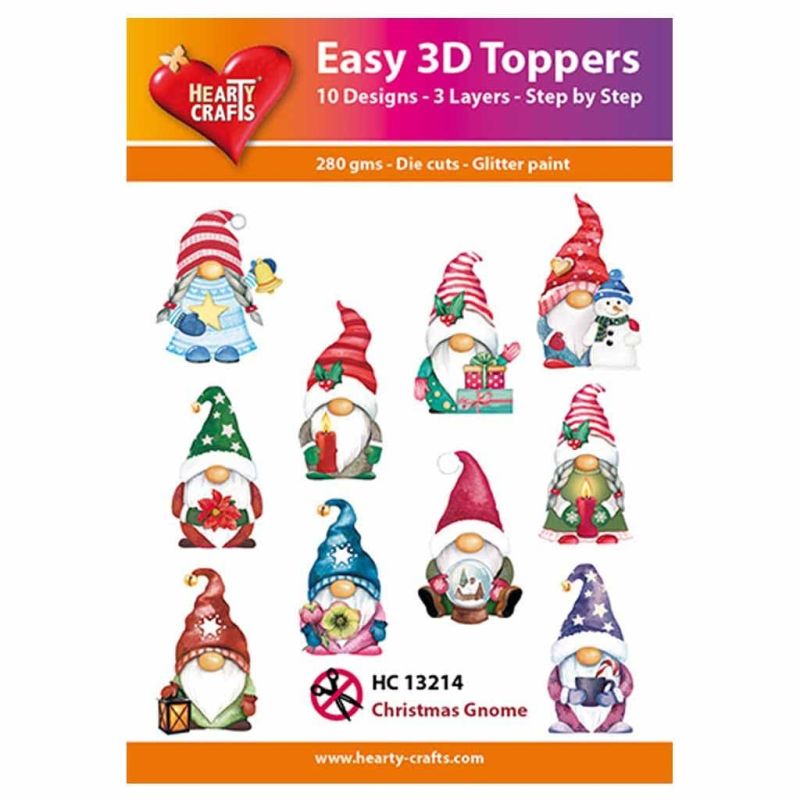 Christmas Gnome Easy 3D  Craft Toppers for Paper Card Making