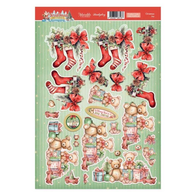 Christmas Joy Teddy Bears Paper Craft Die Cut 3d Decoupage