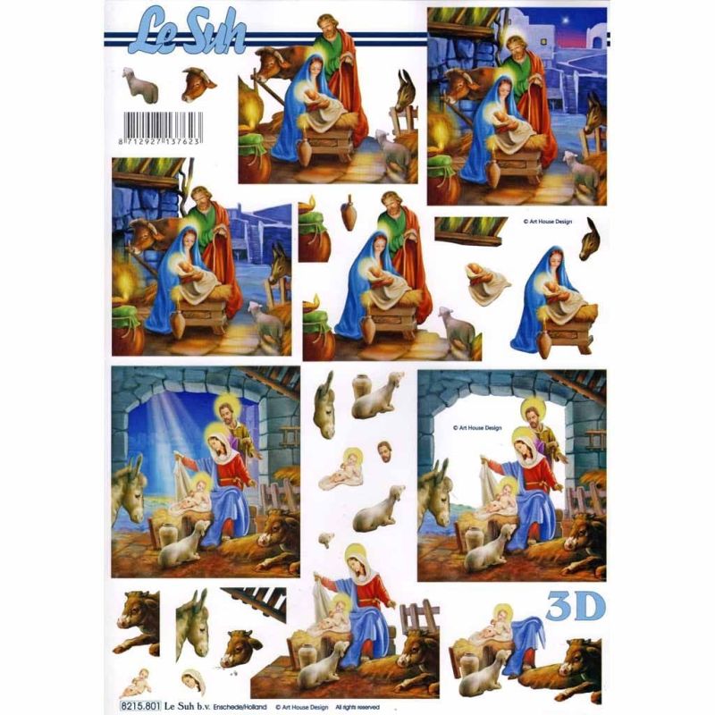 Christmas Nativity Scenes 3d Decoupage Sheet by Le Suh