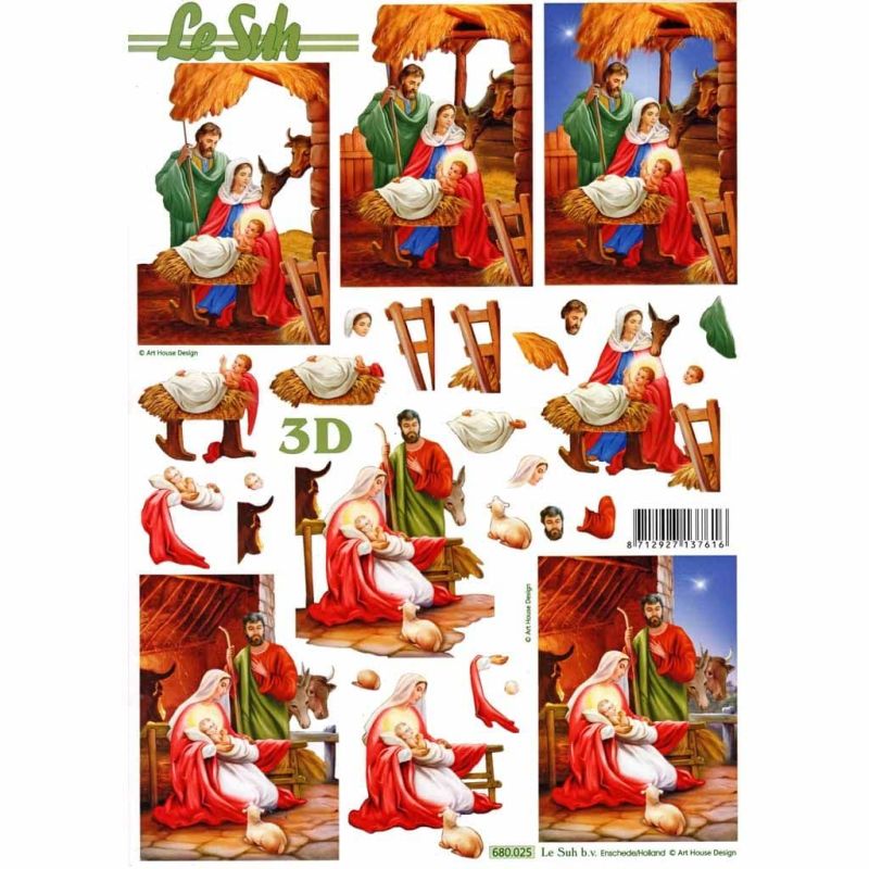 Christmas Nativity Scenes Die Cut 3d Decoupage Sheet From Le Suh - NO CUTTING